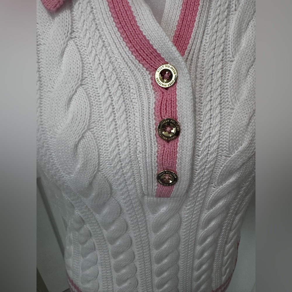 💓🆕Lilly Pulitzer Suzette Short Sleeve Cable Knit Polo Style Sweater, Small💓 - Picture 4 of 12